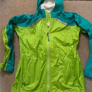 LL Bean Green and Teal light raincoat - kids size